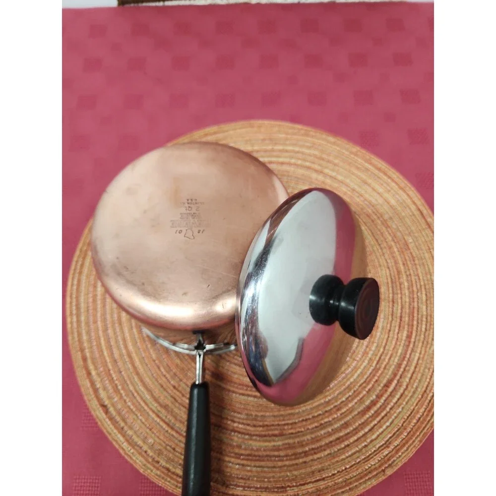 Vintage Revere Ware 1801 Copper Bottom Saucepan W Lid 2 Quart Made In The USA